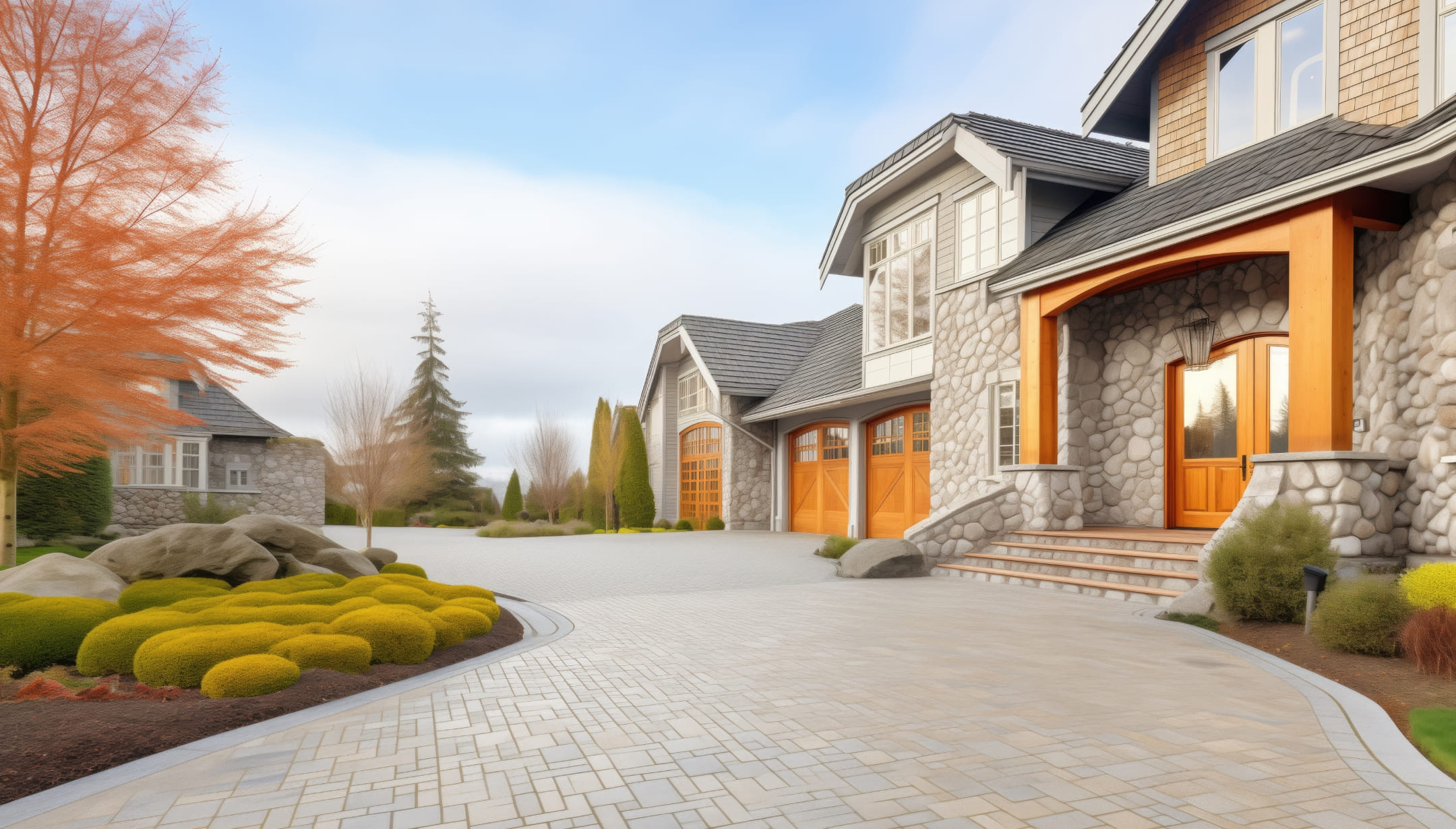 Premium paver driveway in front of a modern Palm Beach home